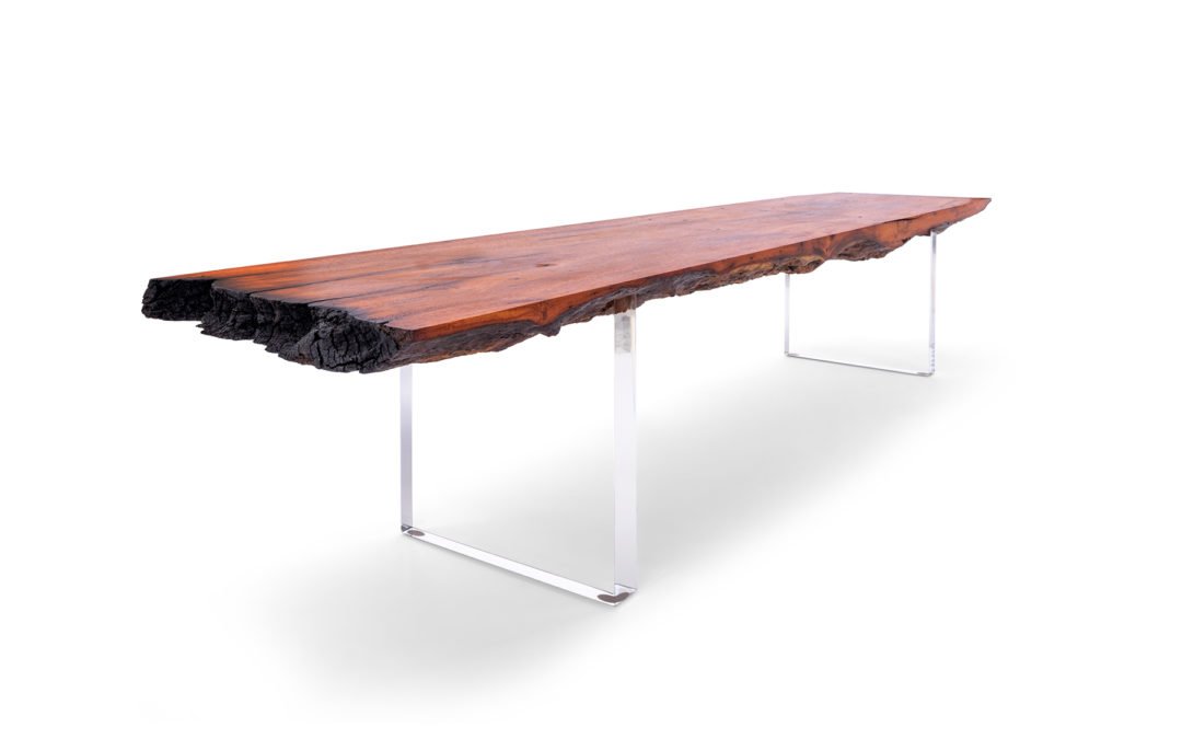 Custom Bench / Table in reclaimed wood and acrylic – THB 265,000 (Sold Out)