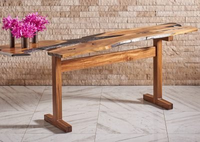 Golden Teak Console with Live Edge – THB 120,000
