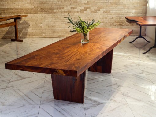 Custom Single Slab Dining Table in exceptional reclaimed Afzelia wood – THB 650,000