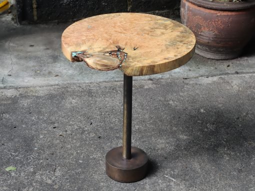 Round Side Table in Myrtle Burl – THB 18,000