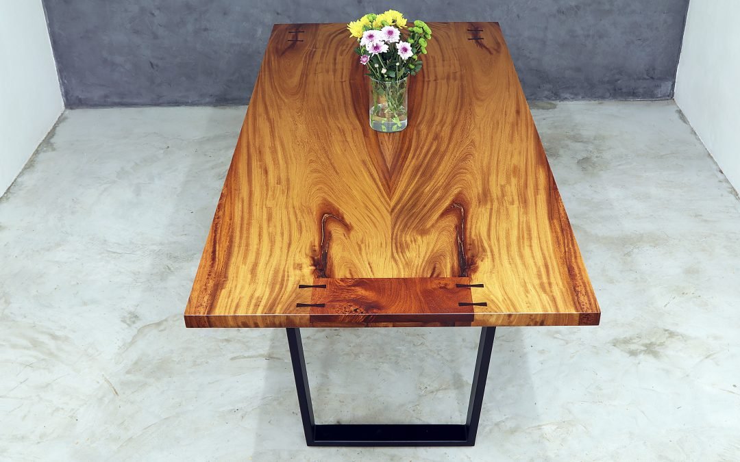 Custom Dining Table in Bookmatched Reclaimed Afzelia – THB 180,000 (Sold Out)