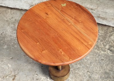 Round Side Table in Reclaimed Tabak with Brass butterfly inlay – THB 15,000 (Sold Out)