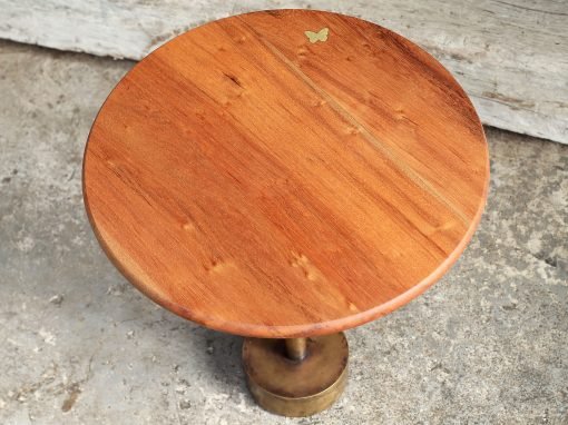 Round Side Table in Reclaimed Tabak with Brass butterfly inlay – THB 15,000 (Sold Out)