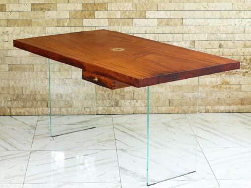 Custom Desk in Reclaimed Afzelia Wood w/  Brass Inlays & Dovetail Drawer – THB 180,000 (Sold Out)