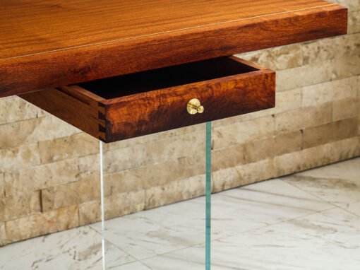 Custom Desk in Reclaimed Afzelia Wood w/  Brass Inlays & Dovetail Drawer – THB 180,000 (Sold Out)