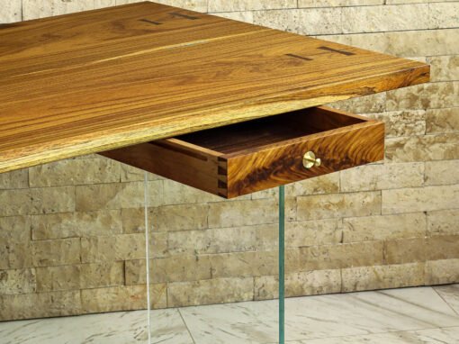 Custom Desk in Reclaimed Teak Wood w/  Brass Inlays & Dovetail Drawer – THB 180,000 (Sold Out)
