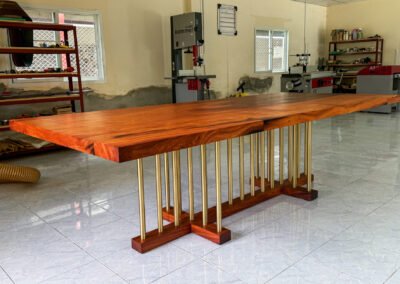 Single Slab Dining Table with solid brass and wood base – THB 720,000 (Sold Out)