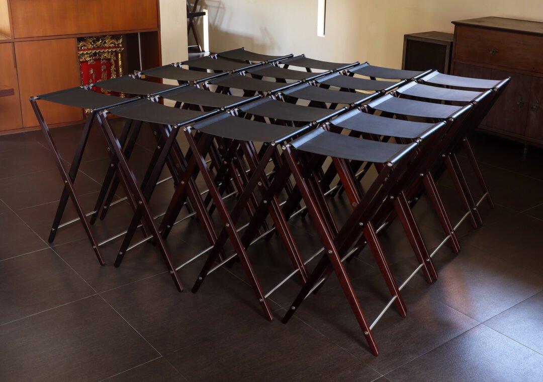 Butler Tray Stands in reclaimed Blackwood for Aman Nai Lert Bangkok