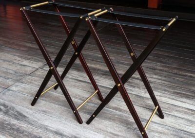 Set of Butler Tray Stands in reclaimed Blackwood and Solid Brass for Four Seasons Hotel (Bangkok)