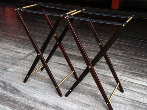 Set of Butler Tray Stands in reclaimed Blackwood and Solid Brass for Four Seasons Hotel (Bangkok)