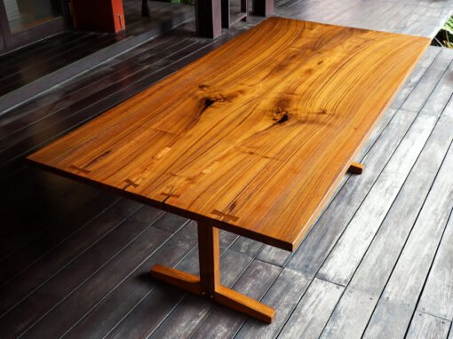 Bookmatched Vintage Golden Teak Slab Dining Table – THB 280,000 (Sold Out)